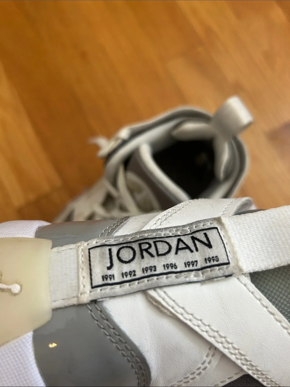 Jordan Mens White and Gray High-Top Basketball Sneakers